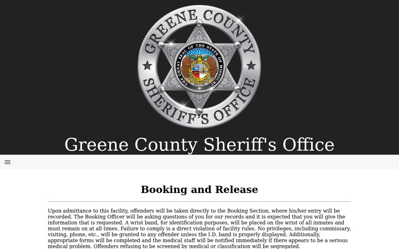 Greene County arrest booking and release process