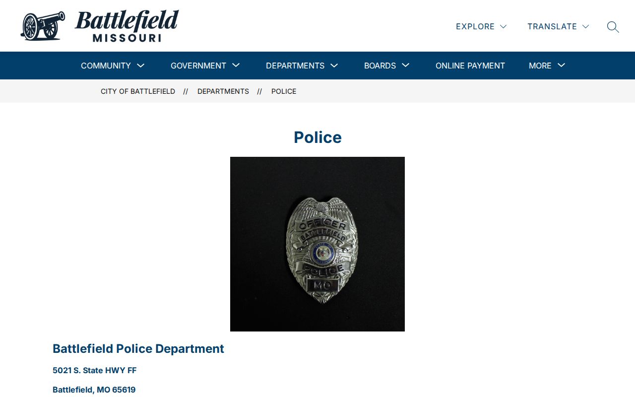 Battlefield criminal history police records contact page