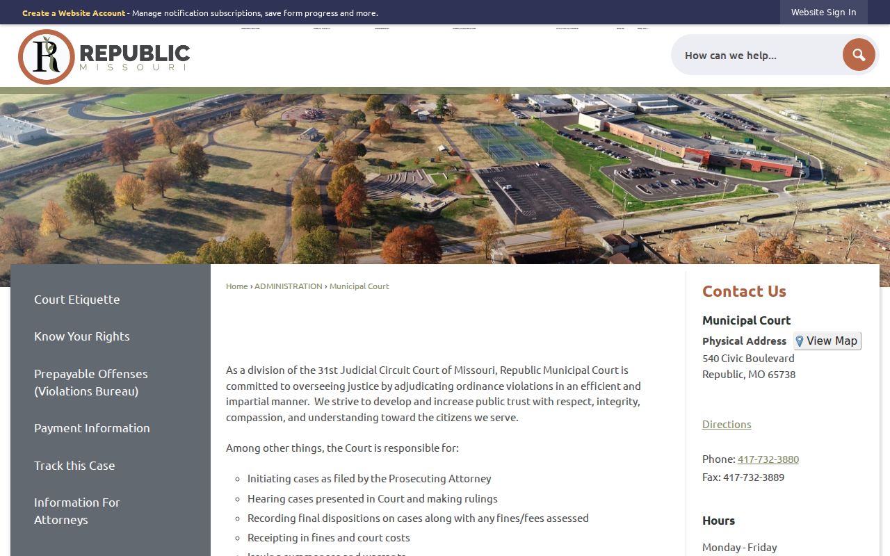 Republic criminal history municipal court record information