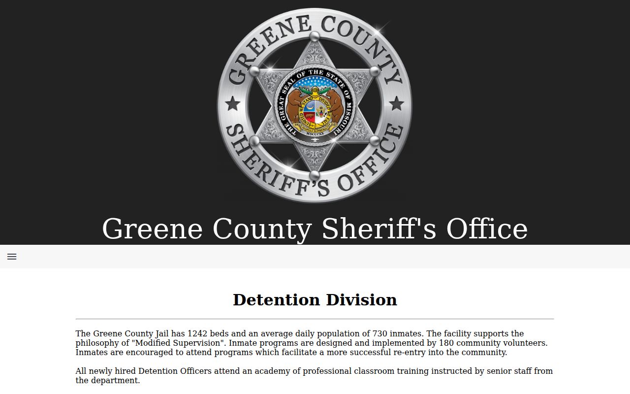 Greene County criminal history jail information and bond page